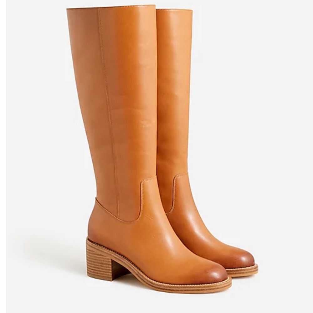 J Crew Knee High Stacked Heel Boots